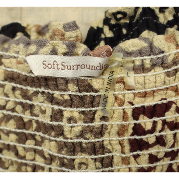 Soft Surroundings Women's Boho Beach Handkerchief Maxi Dress Multi Brown Sz L - Picture 4 of 6